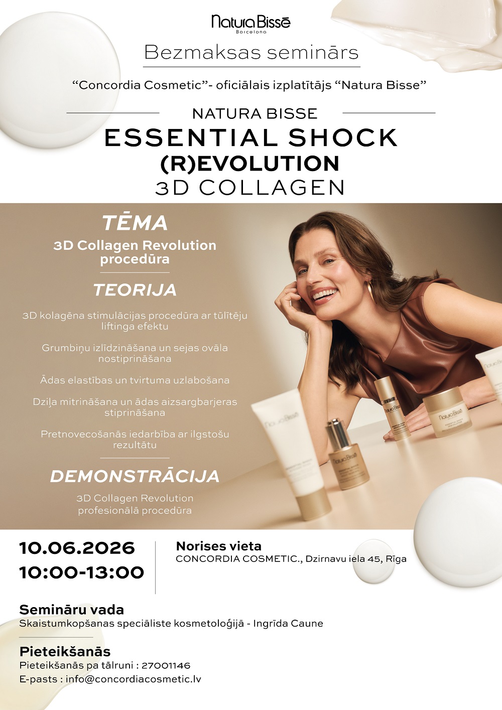 10 06 2026 seminars natura bisse essentail shock 3d collagen bezmaksas